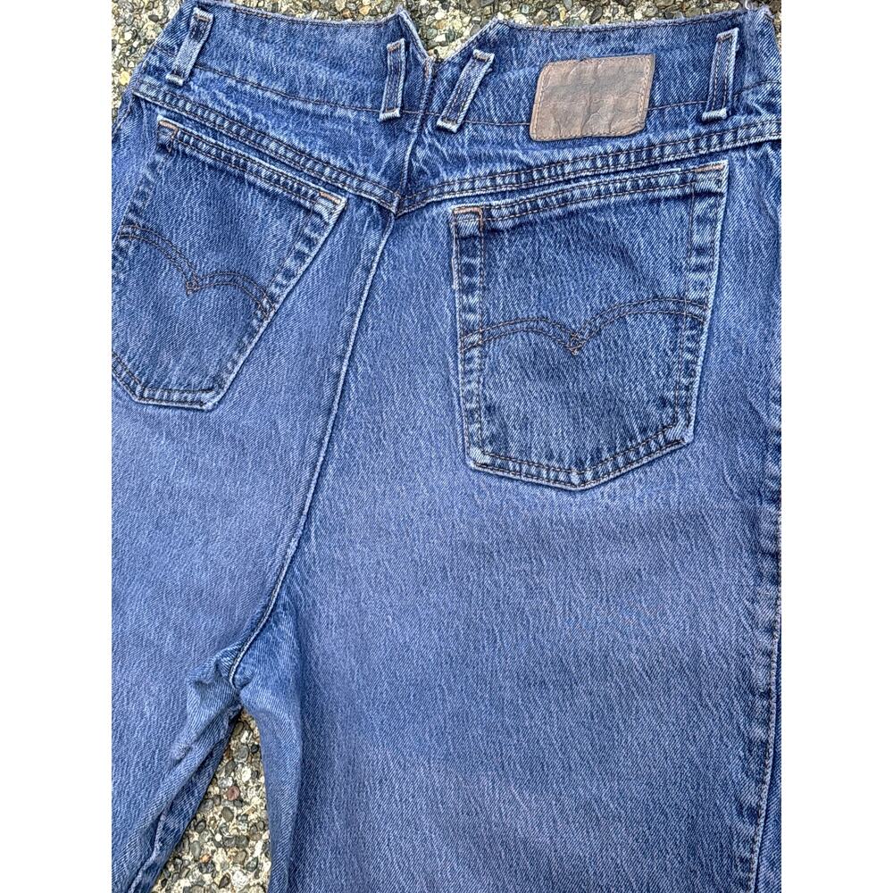 Vintage 80s Brown Tab Levi's 569 womens size 15 thrashed blue denim